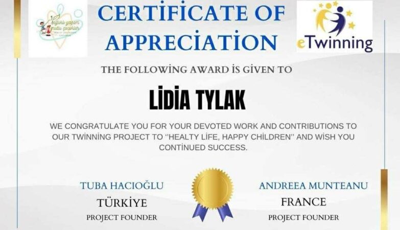 Projekt eTwinning dla przedszkolaków- “Healthy Life-Happy Children: Healthy Habits for Little Children”.